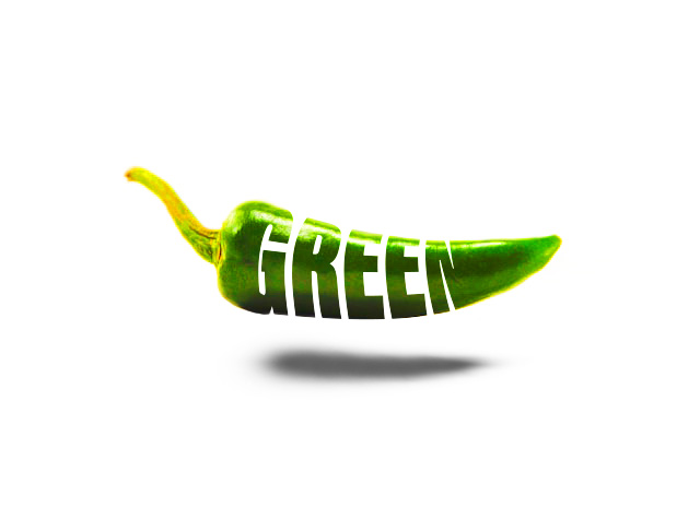 green文字に抜かれた唐辛子の画像